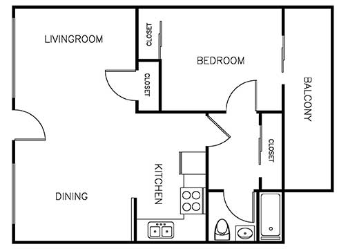 Palma Imperial 1 bedroom 1 bath 675 sqft floor plan 1